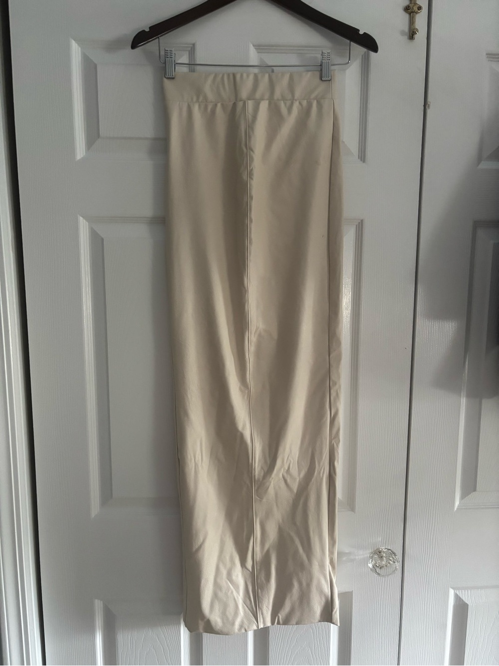 naked wardrobe Cream faux leather maxi skirt